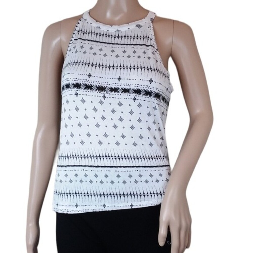 Mudd Printed White Halter Top
